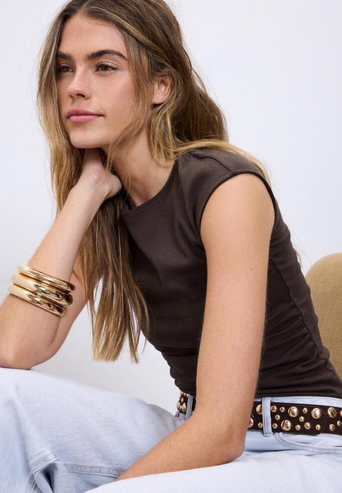 Basisplagg T-skjorte med rynker