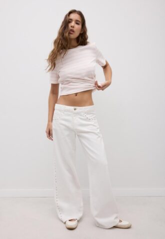 Basisplagg, tykk, stripet T-skjorte med normal passform