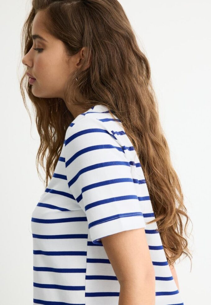 Basisplagg, tykk, stripet T-skjorte med normal passform