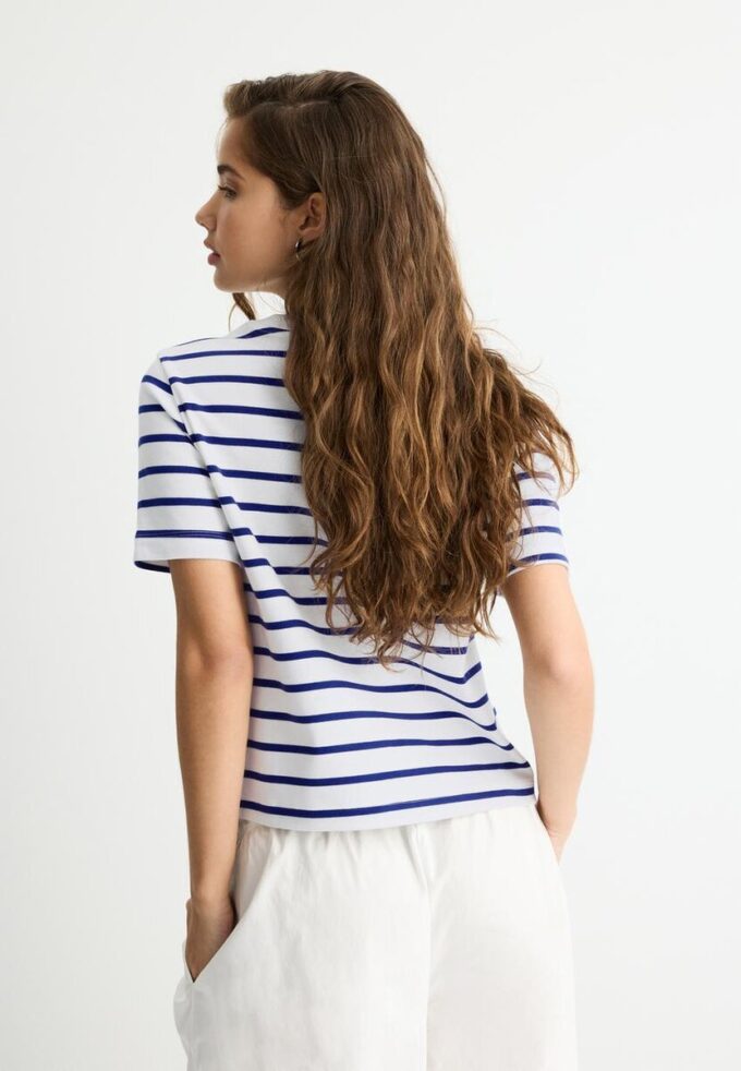 Basisplagg, tykk, stripet T-skjorte med normal passform