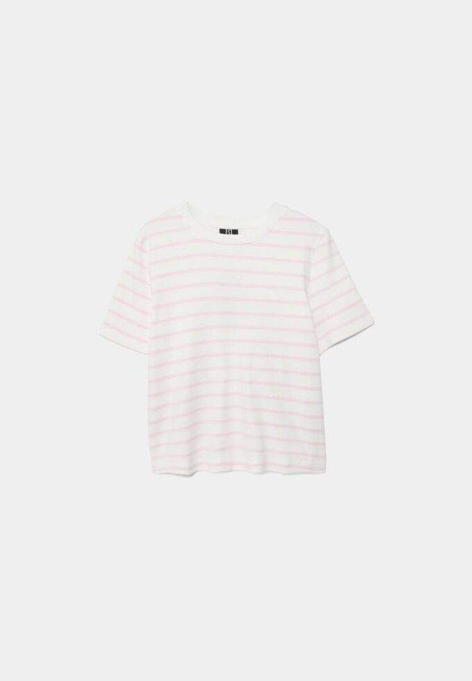 Basisplagg, tykk, stripet T-skjorte med normal passform