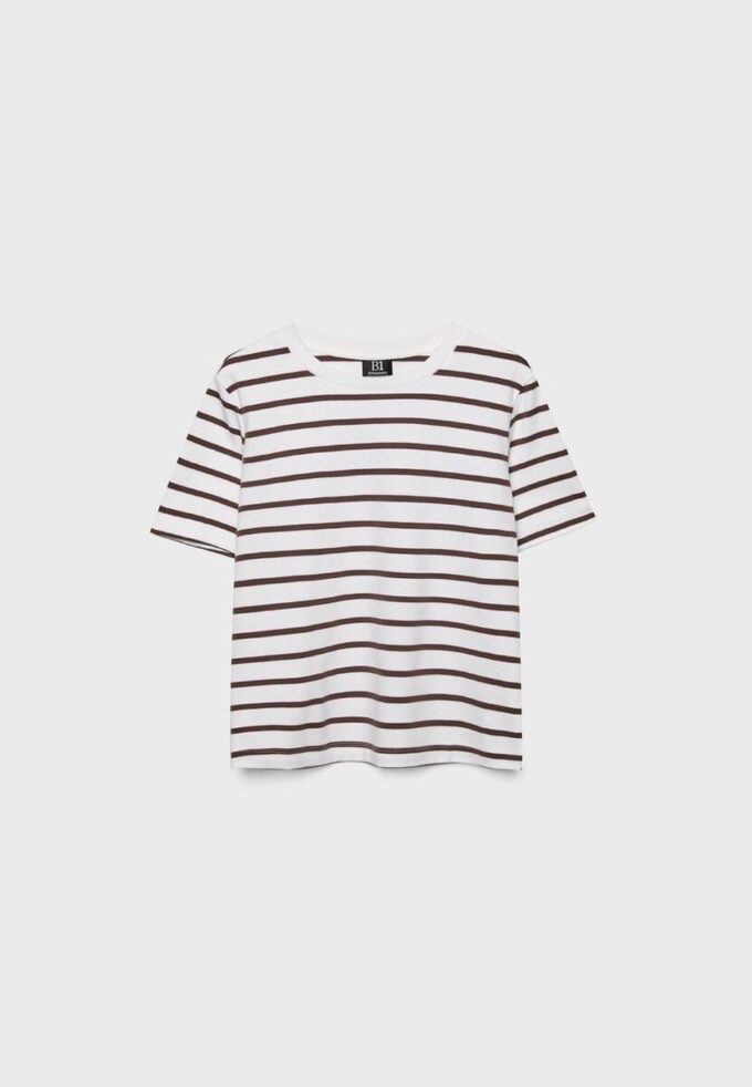 Basisplagg, tykk, stripet T-skjorte med normal passform