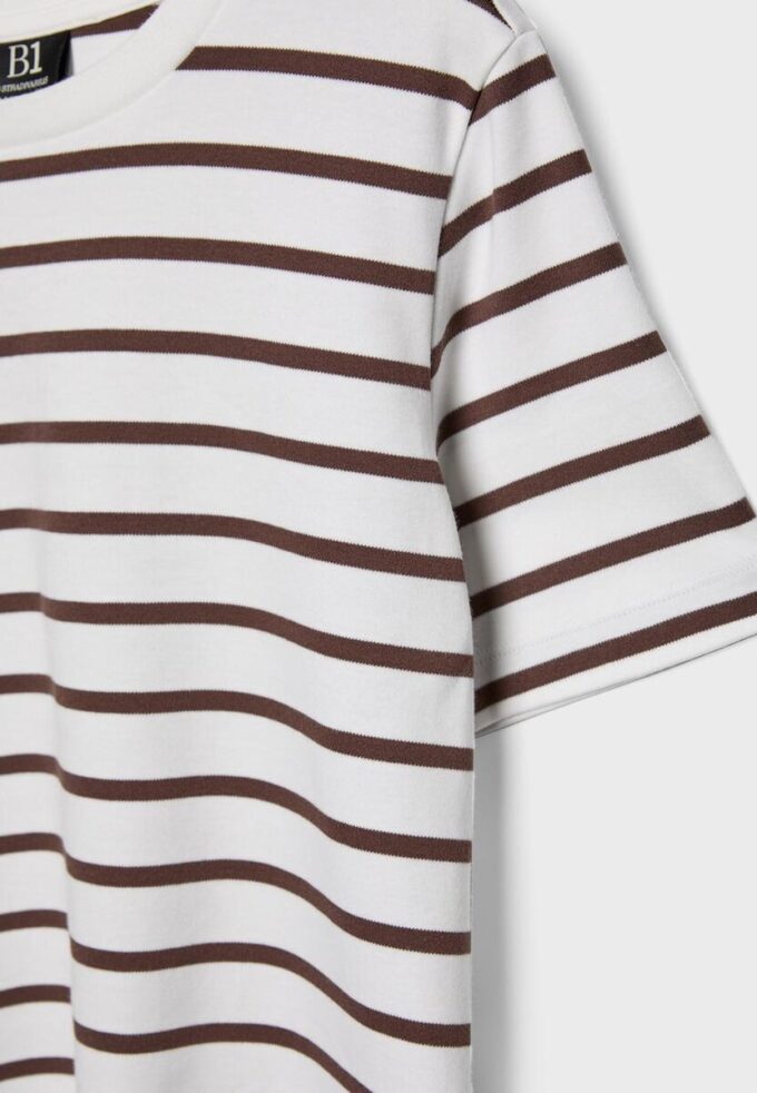 Basisplagg, tykk, stripet T-skjorte med normal passform