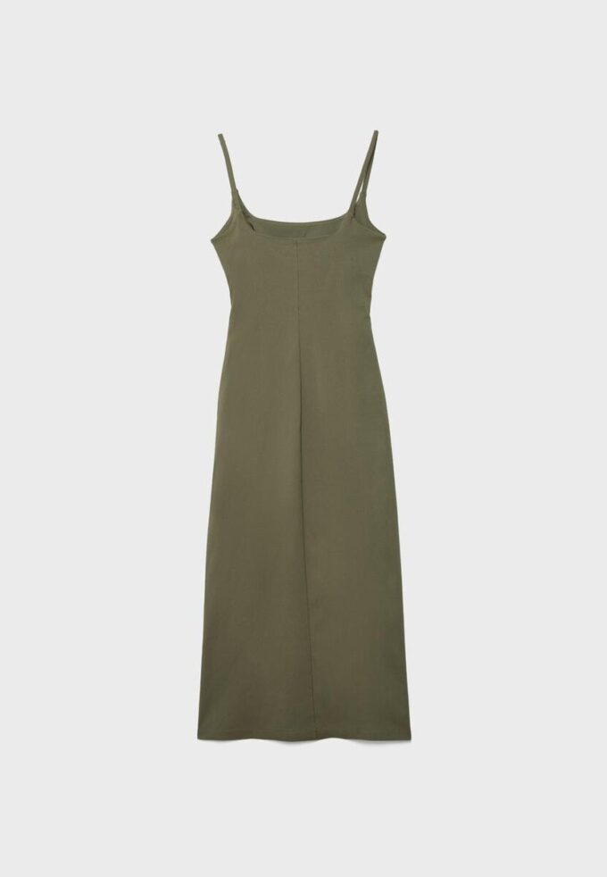 Bengaline midikjole med firkantet utringning