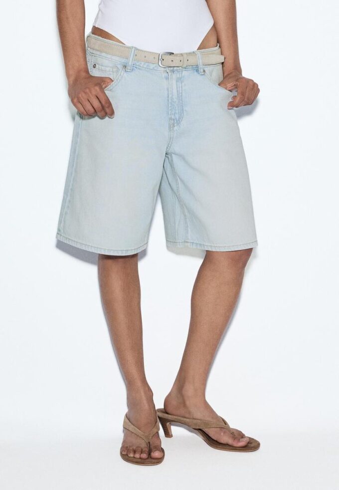 Bermudashorts i denim med belte