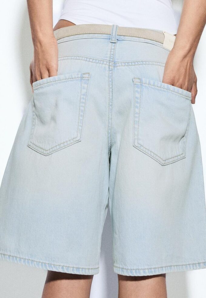 Bermudashorts i denim med belte