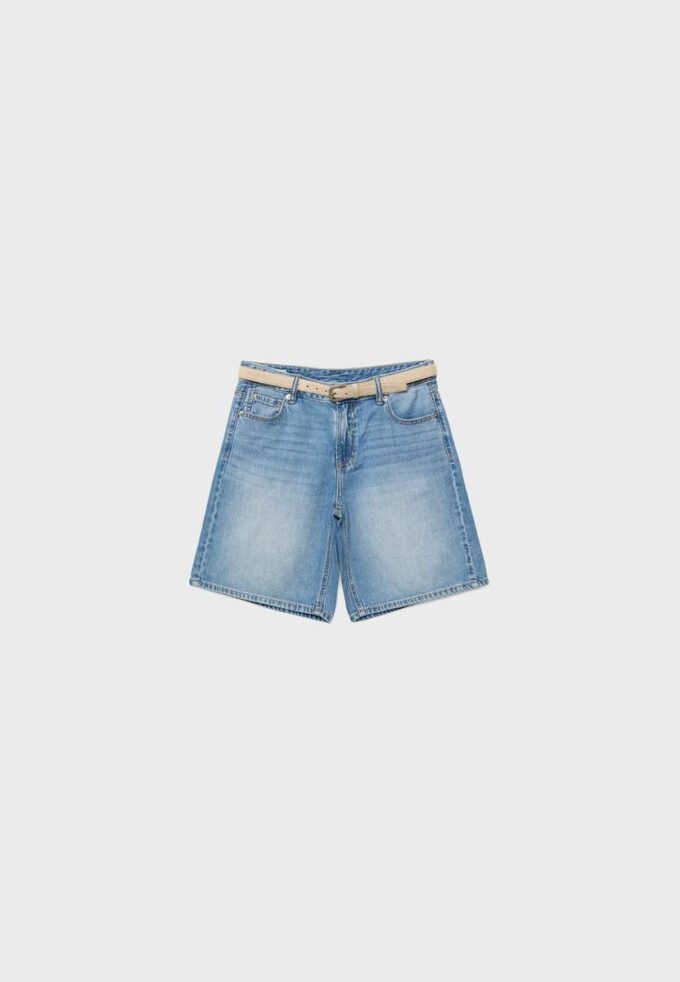Bermudashorts i denim med belte