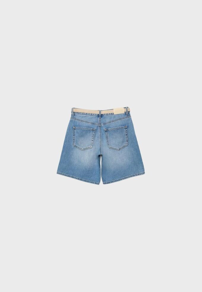 Bermudashorts i denim med belte