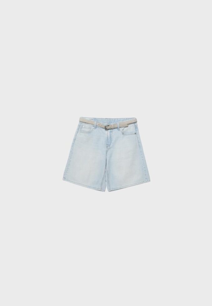 Bermudashorts i denim med belte