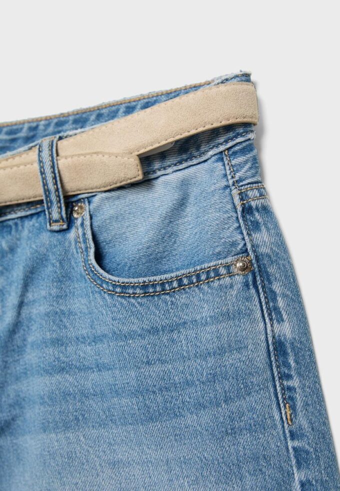 Bermudashorts i denim med belte