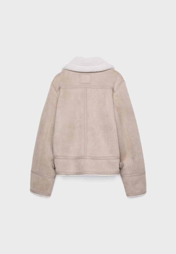 Bikerjakke i imitert semsket skinn