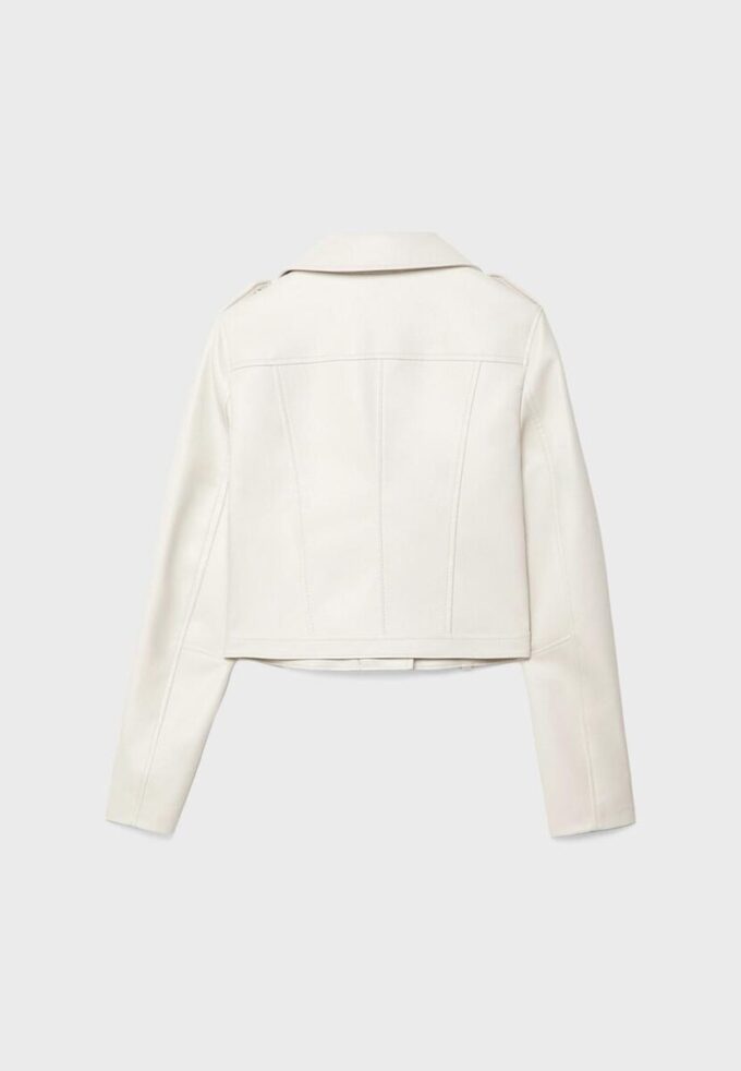 Bikerjakke i imitert skinn med belte