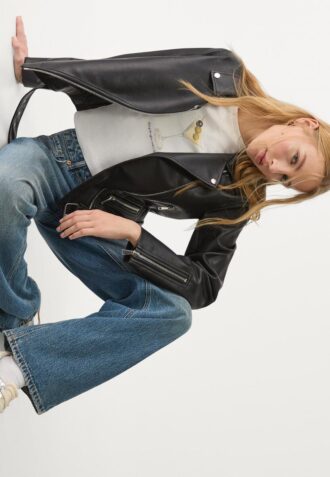 Bikerjakke med skinnlook