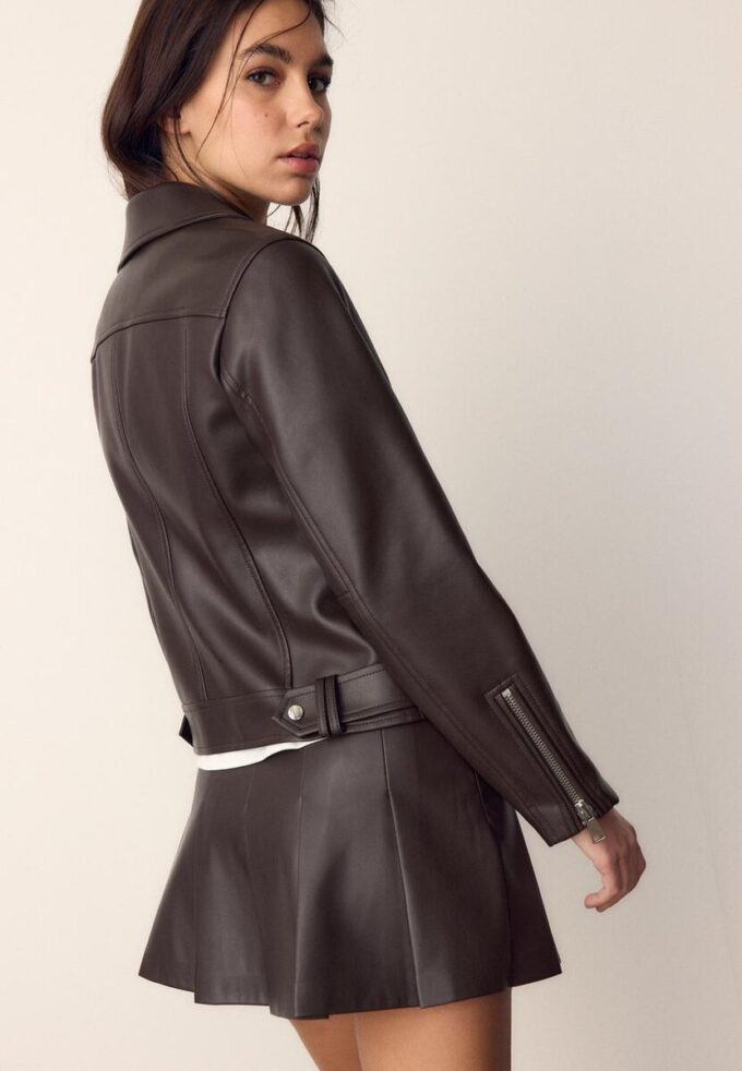 Bikerjakke med skinnlook