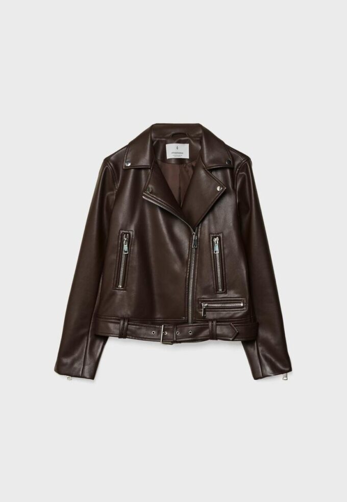 Bikerjakke med skinnlook