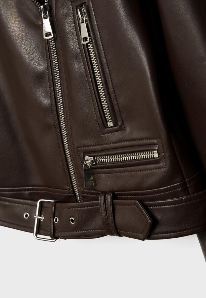 Bikerjakke med skinnlook