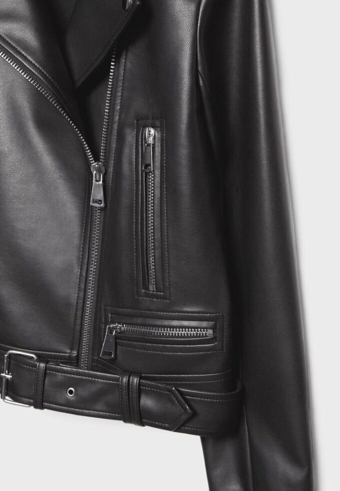 Bikerjakke med skinnlook