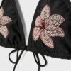 Bikinitopper med broderte blomster