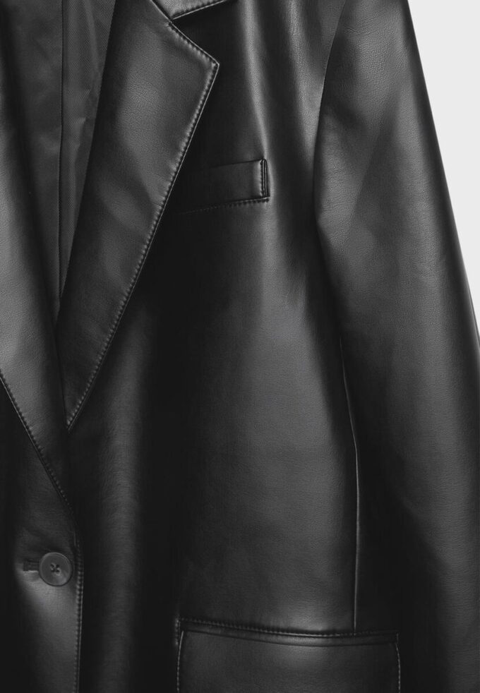 Blazer i skinnlook med normal passform