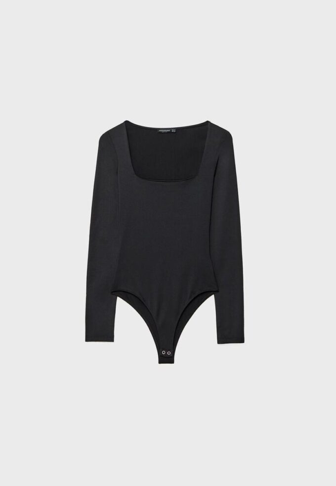 Bodysuit i polyamid med firkantet utringning