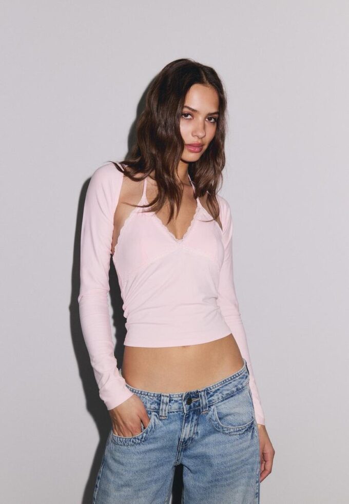 Bolero med lang erme og smal passform