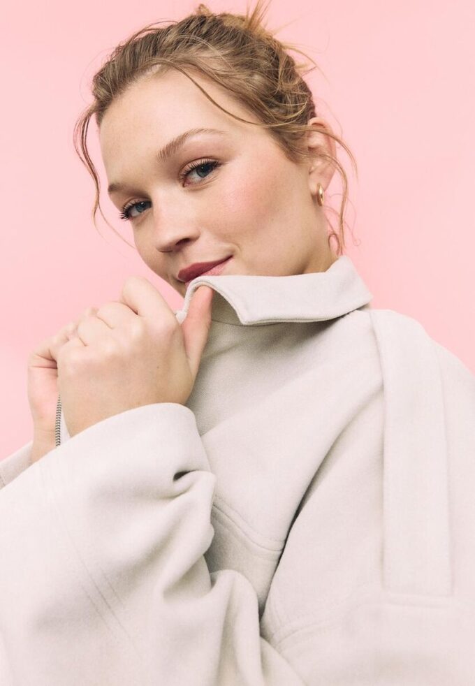 Bomberjakke i imitert semsket skinn