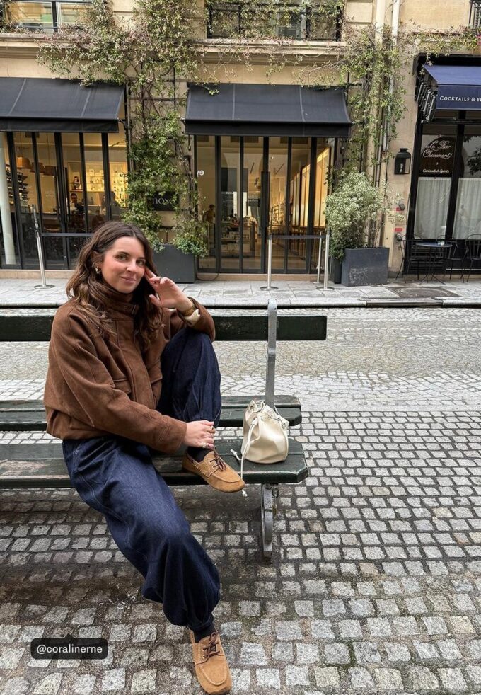 Bomberjakke i imitert semsket skinn