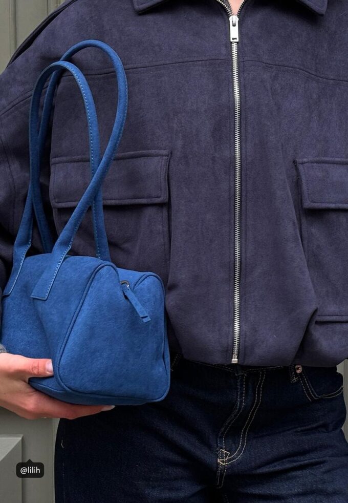 Bomberjakke i imitert semsket skinn