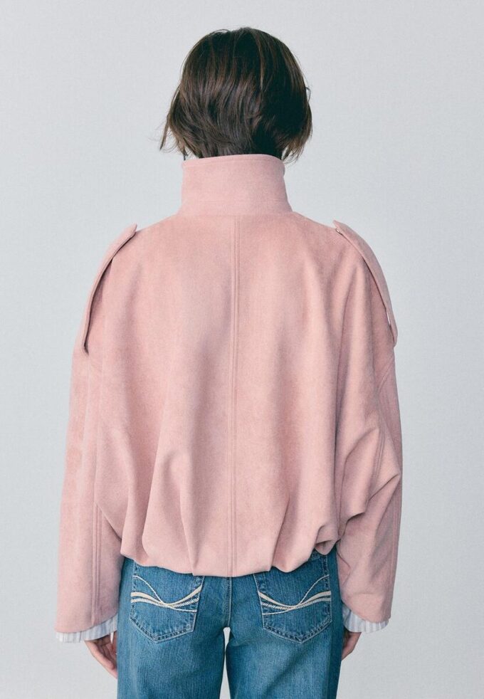 Bomberjakke i imitert semsket skinn