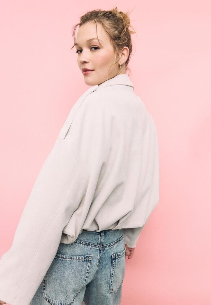 Bomberjakke i imitert semsket skinn