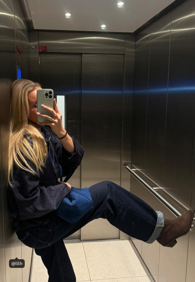 Bomberjakke i imitert semsket skinn