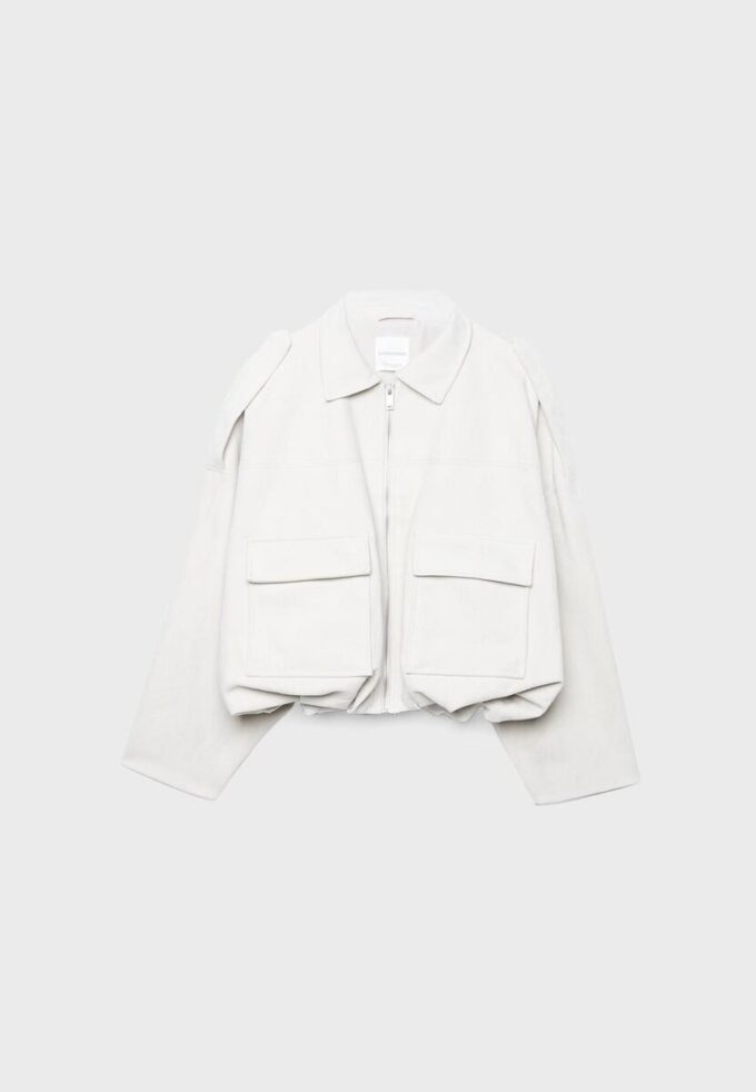 Bomberjakke i imitert semsket skinn