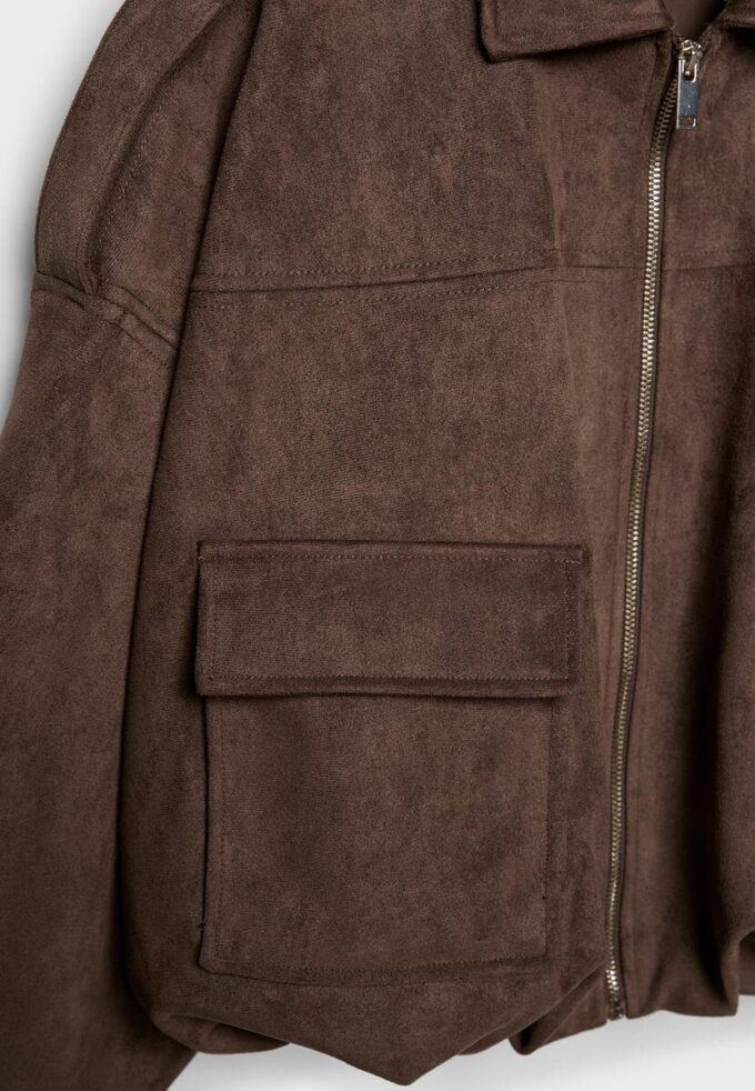 Bomberjakke i imitert semsket skinn