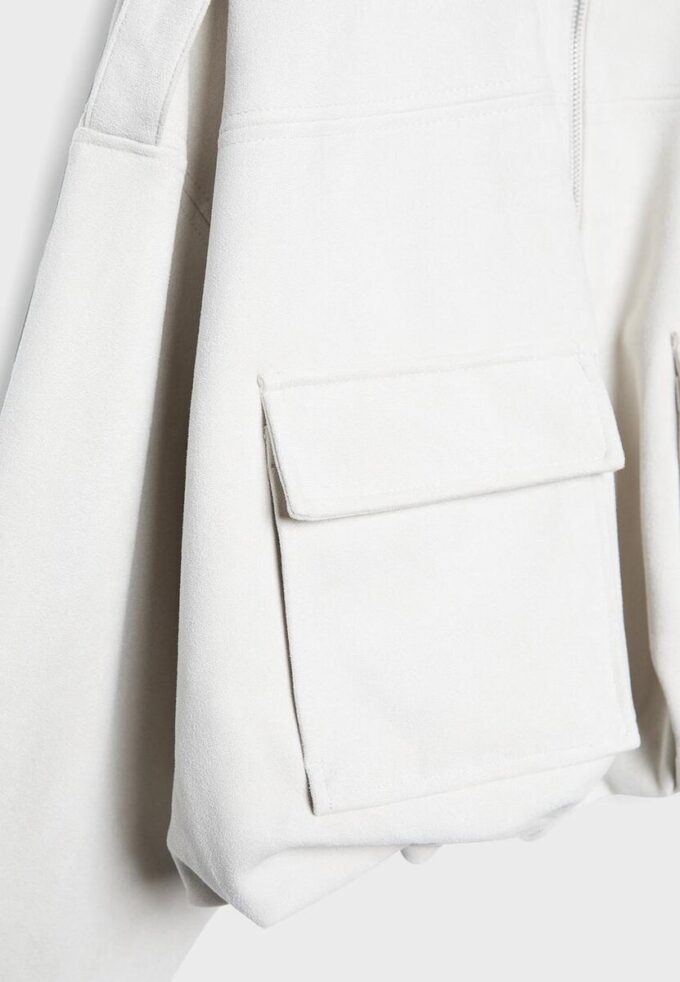 Bomberjakke i imitert semsket skinn