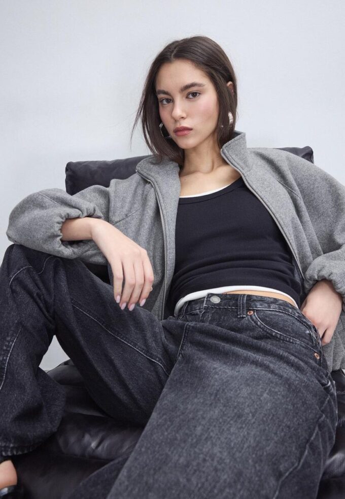 Bomberjakke i Soft-Touch-stoff