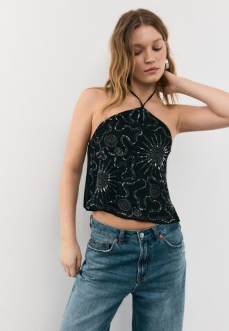 Brodert halterneck-top