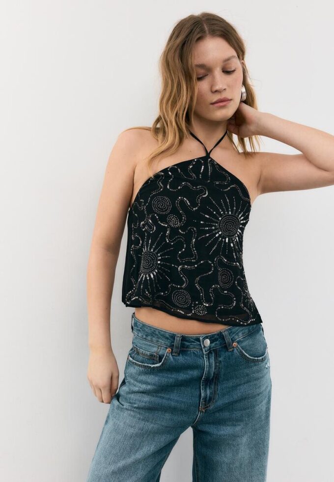 Brodert halterneck-top