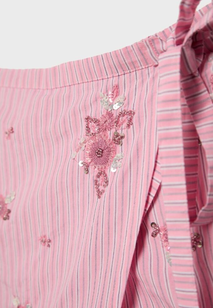 Broderte stripete sarong-Skort