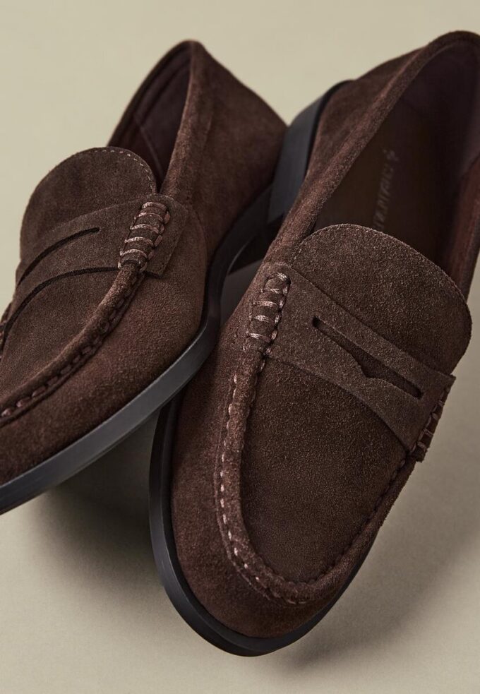 Brune skinnloafers