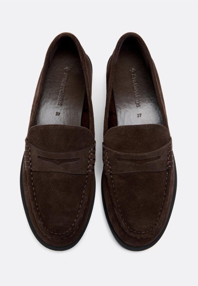 Brune skinnloafers