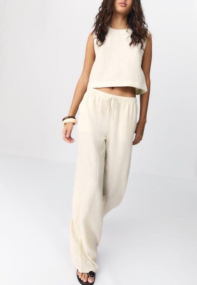 Bukser med flytende metalltråd og lin-effekt