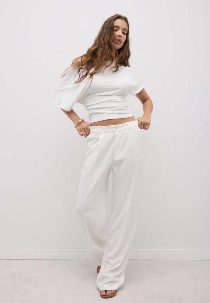 Bukser med rett ben i lin-look