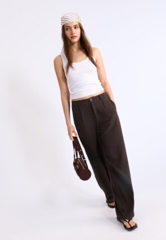 Bukser med rett ben i lin-look