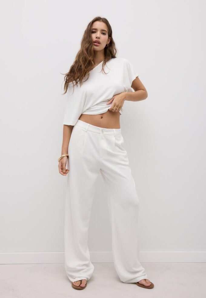 Bukser med rett ben i lin-look