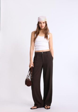 Bukser med rett ben i lin-look