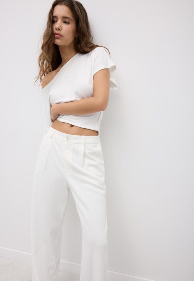 Bukser med rett ben i lin-look