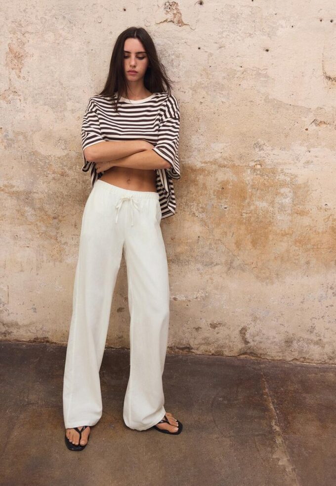 Bukser med snøring og lin-effekt