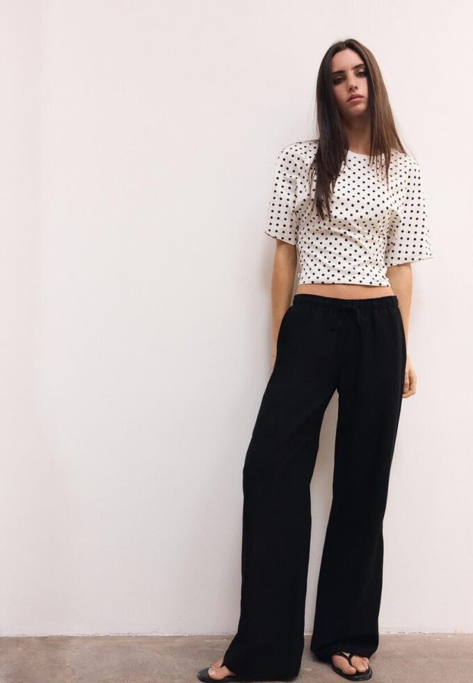 Bukser med snøring og lin-effekt