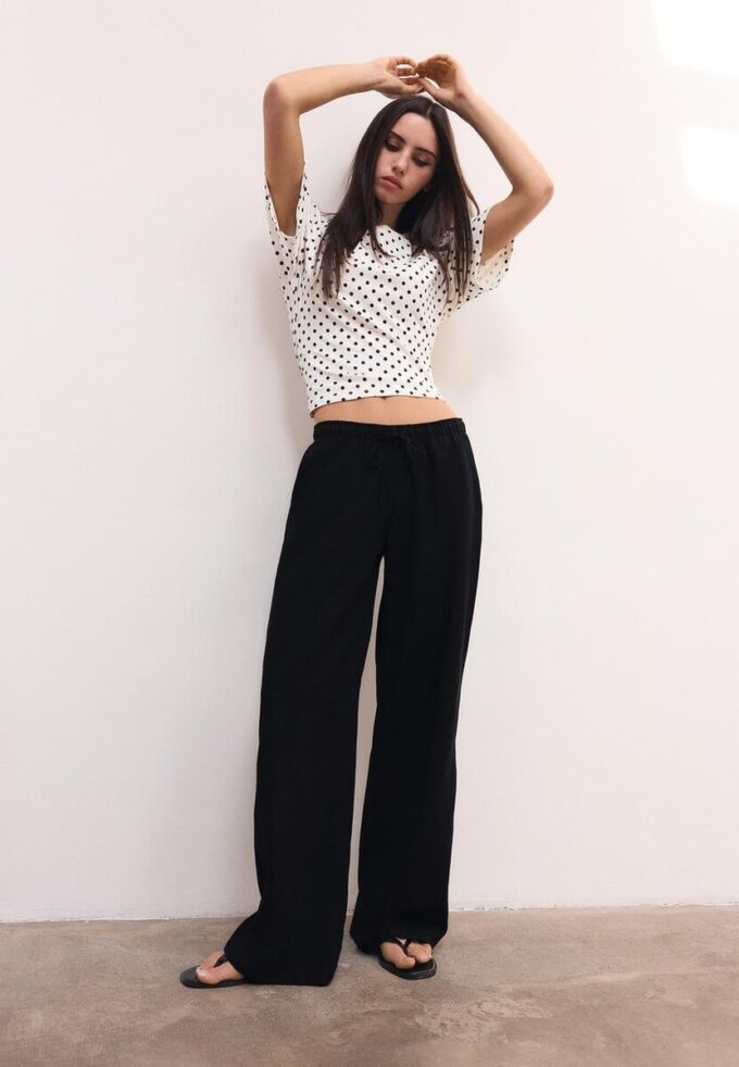 Bukser med snøring og lin-effekt