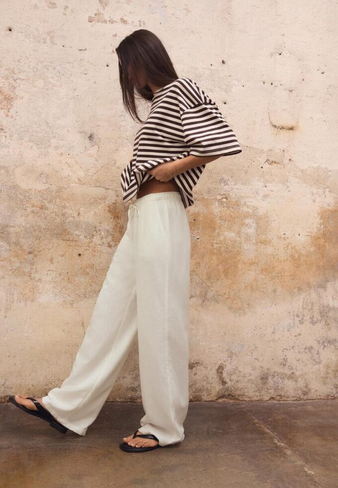 Bukser med snøring og lin-effekt